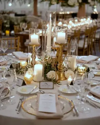 Table dressée aux candélabres dorés